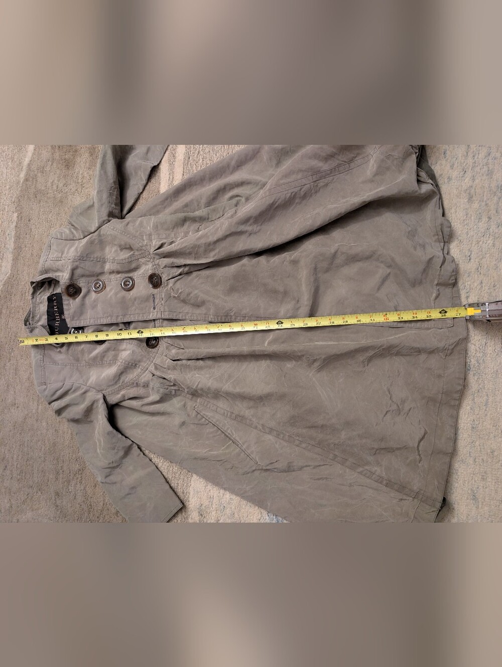 Burberry Taupe Silk Pleated Double-Breasted Trench Coat - Picture 7 of 8